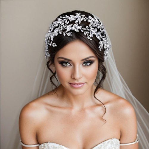 DIMNIE Wedding Headband Rhinestone Bridal Headpiece Handmade Wedding Hair Accessories