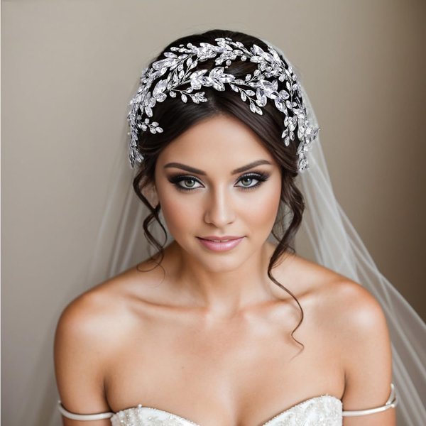 DIMNIE Wedding Headband Rhinestone Bridal Headpiece Handmade Wedding Hair Accessories