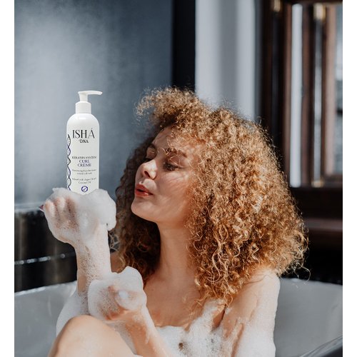 ISHA DNA Keratin System Curl Creme - Infused with Argan Oil and Coconut Oil - Moisturizing Frizz Free Bouncy Natural Soft Curls - Curling Cream For Wavy and Curly Hair - Sulfate Free