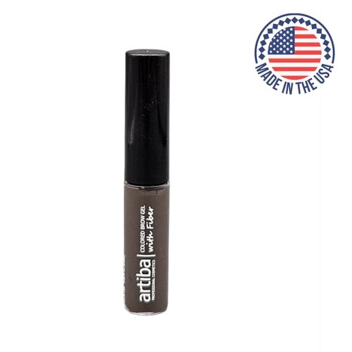 Artiba® Colored Brow Gel with Fiber MADE IN USA - Black Brown, Fuller Brow instantly, Fills in sparse brows, Covers gray hairs and Long-lasting, Waterproof, Smudge proof, Cruelty Free