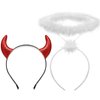 U-Zomir Angel Halo and Devil Horns Headband Set, White Feather Angel Halo Headband and Glitter Red Devil Horns, Halloween Angel and Devil Costume Accessories for Women Adults Cosplay Party Supplies