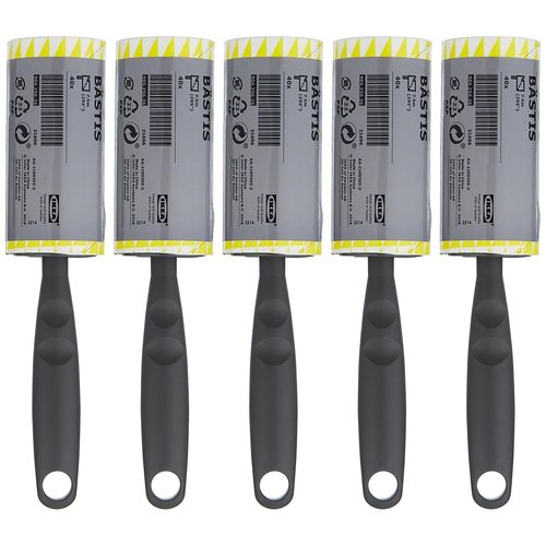 Ikea Bastis Lint Remover Rollers Grey - Set of 5 Rollers (200 Sheets)