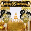 Black Gold 85th Birthday Decorations for Men Women, Black and Gold Birthday Yard Banner Sign and 18 PCS 85th Happy Birthday Balloons for 85th Anniversary Birthday Party Supplies Outdoor Yard Decor
