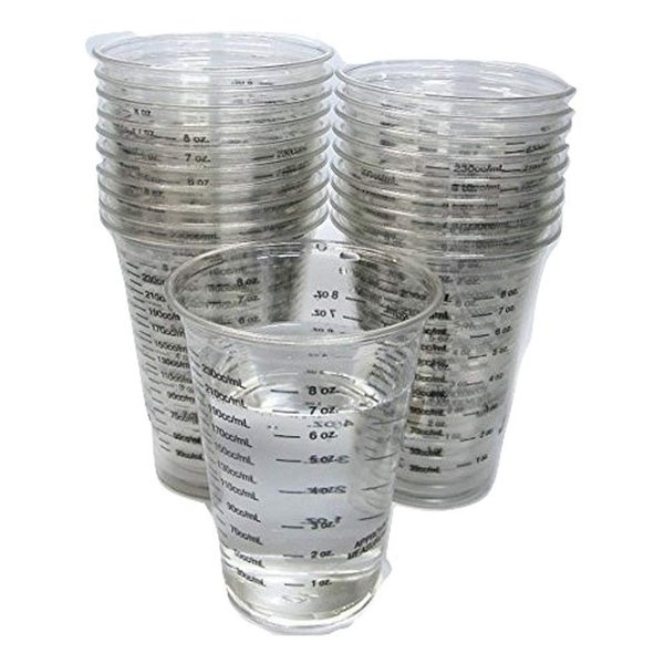 NSI 50 8oz Disposable Graduated Clear Plastic (PET) Cups for Mixing Paint, Stain, Epoxy, Resin