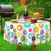 Oudain 6 Pack Donut Birthday Party Decorations 84 Inch Donut Theme Tablecovers Round Plastic Donut Table Cloth Disposable Donut Party Supplies for Birthday Parties, Baby Showers, Donut Parties