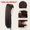 WIGNEE 20 Inches Kinky Straight Ponytail Extension Synthetic Drawstring Ponytail For Black Women Yaki Pony Tails Hair Extensions (20 Inches, 1B/30 Highlights)