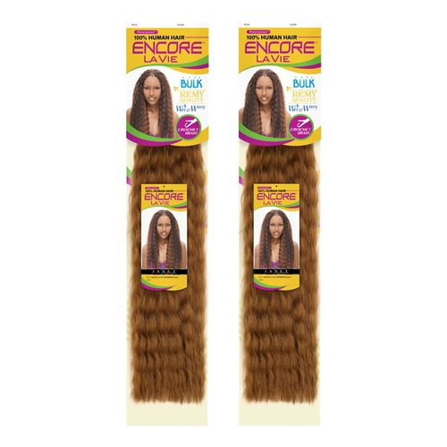 2-PACK DEALS! Janet Collection Human Hair Blend Braids ENCORE LA VIE SUPER FRENCH BULK (18", 1B)