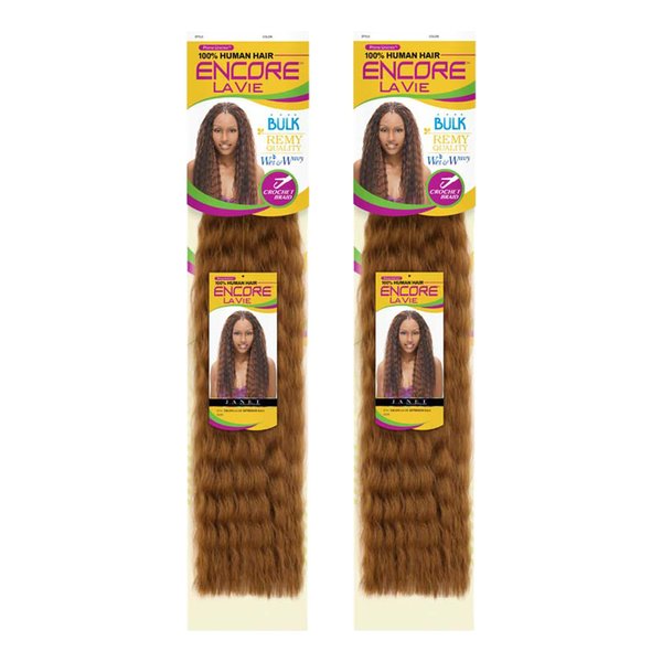 2-PACK DEALS! Janet Collection Human Hair Blend Braids ENCORE LA VIE SUPER FRENCH BULK (18", 1B)