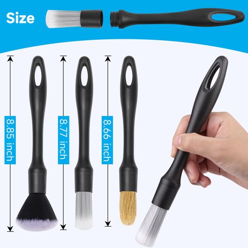 Gecotiti 9 Pcs Car Detailing Brush Set No Scratch for Clean Interior or Exterior, Dashboard, Air Vent, Leather Seats, Emblems, Tires, Engine Bay (6 PCS Replacement Brush Head)
