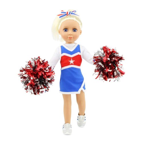 Emily Rose 14 Inch Doll Clothes Clothing Accessories 6-PC USA Modern 14.5" Doll Cheer Cheerleader Gift Set Outfit, Including Gym Shoes and Pom-Poms Accessory! | fits Most 14" Hard-Bodied Dolls