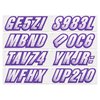 Stiffie Techtron White/Purple 3" Alpha-Numeric Registration Identification Numbers Stickers Decals for Boats & Personal Watercraft