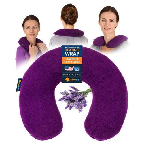 SunnyBay Microwave Heating Pad, Microwavable Heated Neck Pillow for Moist Hot Therapy, Aromatherapy Heated Neck and Shoulder Wrap with Flaxseed and Lavender Filling, FSA HSA Eligible, Purple