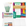 Acrylic Paint Set -12 Acrylic Paints, 6 Paint Brushes for Acrylic Painting, 3 Painting Canvas Panels - Premium Art Supplies for Adults Canvas Painting