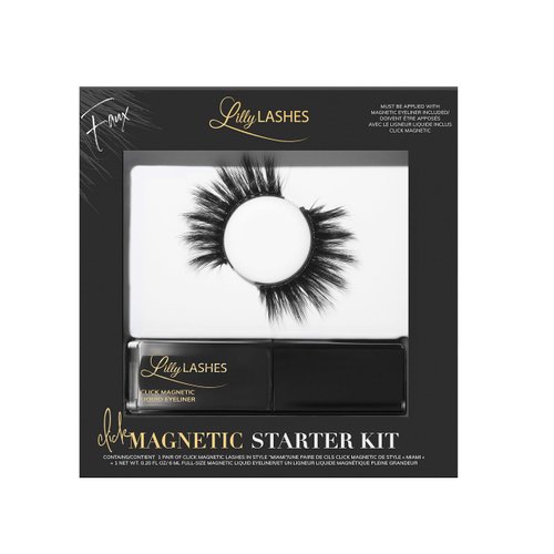 Lilly Lashes Click Magnetic Starter Kit - Magnetic Eyelashes and Eyelash Glue - False Eyelashes with Magnetic Liquid Eyeliner - Natural, Self Adhesive Eyelashes for Wispy Lashes - Lash Extension Kit