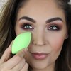 Beauty Junkees Makeup Sponge Blender - Green Oval Foundation Makeup Blender Sponge, Liquid Cream Powder Contour Blending Sponges, Make Up Applicator Cosmetic Blenders, Wet Dry Beauty Sponge Latex Free
