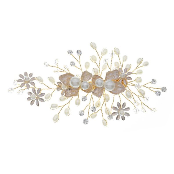 Pearl Headpieces Flower Leaf Hair Clips Gold Bridesmaids Brides Hairpins Headdress Wedding Accessories Bridal Jewelry