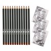 Italia Deluxe 12 pcs Eyeliner Pencil, Ultra Fine, Creamy, High-pigmented, Long-lasting + 3 pair Hydrogel Eye Patch for Lash Extensions (Brown)