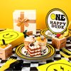 Norme 172 Pcs One Happy Dude Plates and Napkins Birthday Decorations Smile Face Party Tableware Supplies Disposable Paper Plates Napkin Forks for 1st Birthday Party Baby Shower, Serve 24 Guests