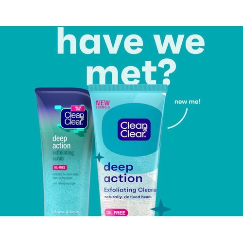 Clean & Clear Deep Action Oil-Free Exfoliating Facial Scrub for Deep Pore Cleansing, Cooling Face Wash with Natural Exfoliating Beads, Refreshing and Invigorating Daily Face Scrubber, 5 oz
