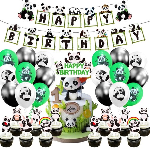 Panda Birthday Party Supplies, Happy Birthday Panda Banner, Balloons, Panda Cake Decorations, Panda Themed Birthday Party Decorations