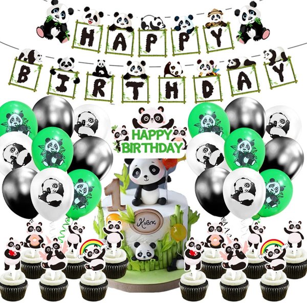 Panda Birthday Party Supplies, Happy Birthday Panda Banner, Balloons, Panda Cake Decorations, Panda Themed Birthday Party Decorations