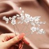 Gorais Flower Wedding Hair Pins Crystal Bridal Hair Pieces Pearl Bride Hair Clips Hair Accessories for Women and Girls (Pack of 3)
