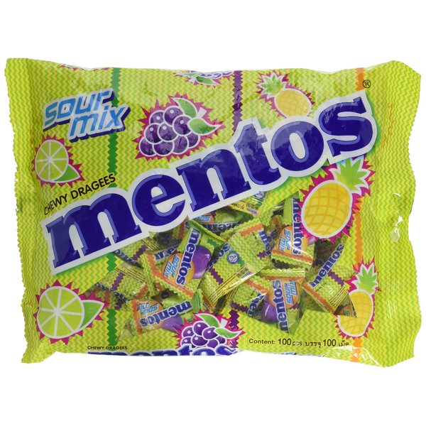 Foodkoncept 100 Pieces Mentos Chewy Mints, Assorted Mixed Fruit, 10.5 Ounce, Assorted Mixed Fruit, 10.50 Ounce