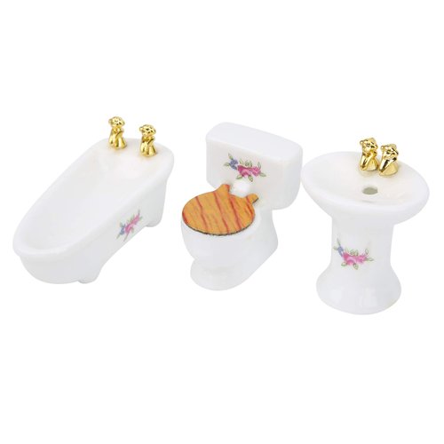 Hztyyier Dollhouse Miniature Bathroom Set, 1: 24 Dollhouse Miniature Porcelain Bathroom Set, Mini Dollhouse Furniture for Decoration(#3)