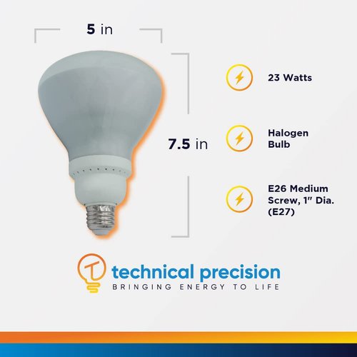 Replacement for Eiko SP23/R40/27K Light Bulb by Technical Precision - 23W 120V 60Hz Bulb - BR40 Flood Light Bulb with E26 Medium Screw Base (E27) - Energy Efficient - 1 Pack