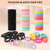 Youxuan Black Small Elastic Hair Ties, Soft, Stretchy, and Non-Damage Hair Bands, 100 Pcs Strong, Durable Mini Rubber Bands for Toddlers, Girls and Women