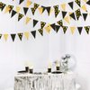 30Ft Black Gold Party Decorations Polka Dot Pennant Banner Paper Circle Dot Triangle Flags Bunting Garland for Wedding Bridal Shower Birthday Bachelorette Engagement Anniversary Holiday Party Supplies