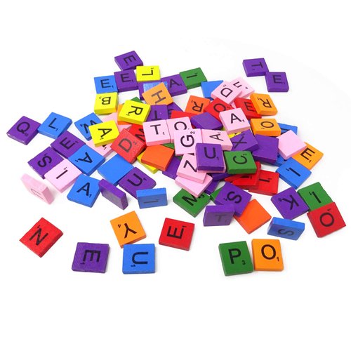 Honbay 100PCS Colorful A-Z Capital Letter Tiles Wooden Scrabble Tiles for Craft Projects, Shadow ...