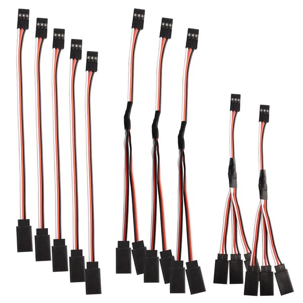 MEIRIYFA 3-Pin JR Servo Extension Cable Male to 2/3 Female Y Connetor Splitters Aircraft Model Extension Cable Cord for RC Airplane JR Servo Accessories 3 Sizes -(10PCS)