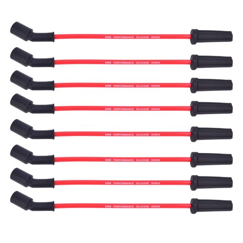 Spark Plug Wires Set 9748HH 8.0mm Red + 41-962 Spark Plugs Compatible with Cadillac Escalade, Chevy Silverado Suburban Tahoe GMC Sierra Yukon 16-Pack