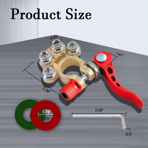 Lecctso 2PCS Battery Terminal Connectors, Battery Terminals, 4 Way Quick Release Disconnect Car Battery Terminal with Anti-Corrosion Pad, Positive Negative Battery Cable Ends for SAE/JIS Type A Posts