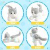 Houwsbaby 15‘’ LED Musical Stuffed Animal Cat Floppy Singing Kitty Light Up Plush Toy Kitten Lullaby Animated Soothe Birthday Gifts for Kids Toddlers Girls Boys, Gray