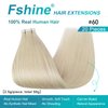 Fshine Tape in Hair Extensions Human Hair Color 60 Platinum Blonde Seamless Skin Weft Tape Ins Human Hair Extensions 20 Pcs Pu Tape in Hair Extension White Tape Adhesive in Extensions 50 Grams