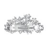 EVER FAITH Austrian Crystal Bridal Hibiscus Cream Simulated Pearl Hair Clip Barrette Blue Silver-Tone