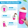 Slushy Maker Cup, DIY Magic Slushy Maker Squeeze Cup, Portable Smoothie Squeeze Cup for Juices, Milk and Ice Cream Make, Double Layers Silica Cup with Lid & Straw for Kids, Friends, Family (Pink)