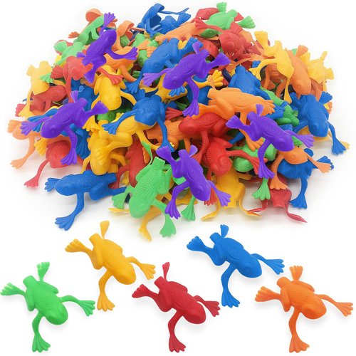 ArtCreativity Jump n Leap Frog Toy - 144 Pack of 2 Inch Assorted Colors, Cool Jumping Plastic Frogs for Kids - Vibrant Color Variety - Fun Party Favors, Goody Bag Fillers