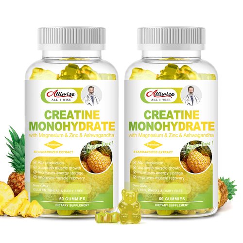 Creatine Monohydrate Gummy Gifts for Men Women, Multiple Creatine Supplement with 200mg Ashwagandha & Magnesium & Zinc for Muscle Builder & Strength, Energy, Pre Workout,Gym Accessories