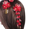 Lurrose 3pcs Japanese Kimono Flower Hair Clips Tassel Hair Hairpins Japanese Style Traditional Kimono Hair Barrettes Hair Accessories for Women (Red)