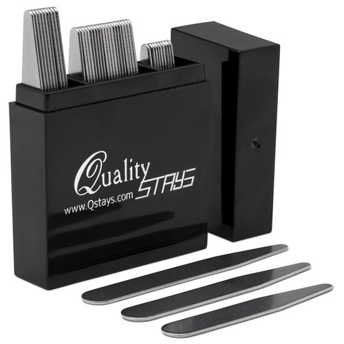 Quality Stays Metal Collar Stays for Men – Set of 40 Dress Shirt Collar Stays for Men, 3 Sizes in a Divided Box