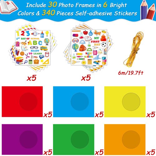 chiazllta 30 Pcs First Day of School Craft Kits for Kindergarten Kids Back to School DIY Picture Frame Craft My First Day Art Craft Home Preschool Classroom Indoor Activities Game Party Favors Decors