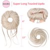 HOOJIH Messy Bun Hair Piece, Super Long Tousled Updo Hair Bun Extensions Wavy Hair Wrap Ponytail Hairpieces with Elastic Hair Band for Women HB007 Grace - Platinum with Medium Blonde Mixed