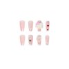 Nail Apparel Y2K Long Coffin Cute Kawaii Press on Nails 3D Cartoon Glitter Rhinestone Heart Pearl Bow Flame Long Ballet Trapezoid Fake Nails 24Pcs (White Flame Kitty)