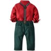 Toddler Dress Suit Baby Boys Clothes Sets Bowtie Shirts + Suspenders Pants 3pcs Gentleman Outfits Suits 6Month - 6Years (Red, 18-24M)