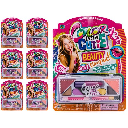 JA-RU Makeup Beauty Color Girl Professional Makeup (6 Sets) Great Party Favors Toys for Girls Makeup Brush Set Eyeshadow Palette 095-6p