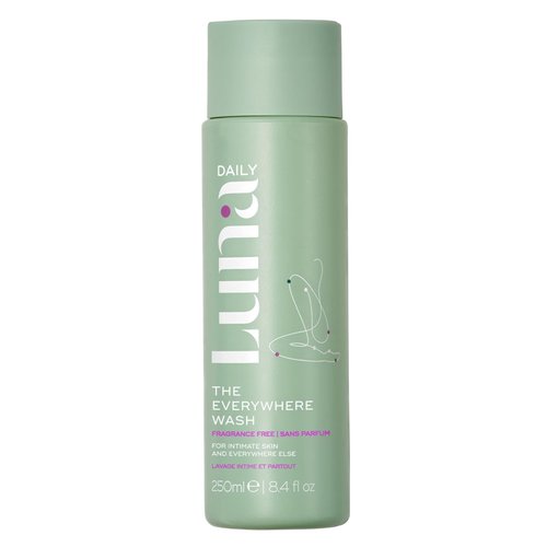 Luna Daily The Everywhere Wash 250ml Fragrance Free | Gentle Body Wash | Travel Size, Unscented, Natural, Hydrating, pH Balanced