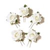 AKOAK 2 Pcs Bride Rose Floral Pin Elegant Red Bridal Hairpin Imitation White Rose U-Shaped Hair Fork Wedding Hair Accessories Fabric (White)
